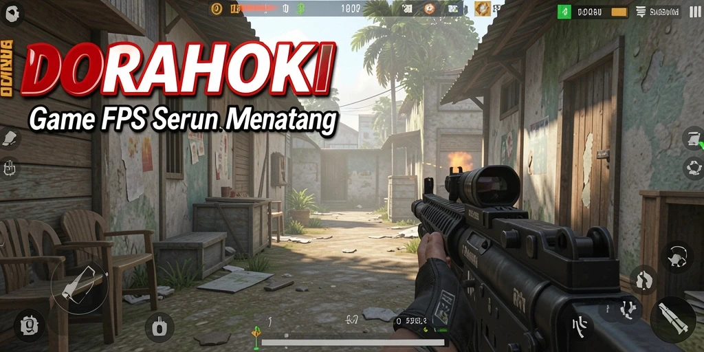 Screenshot gameplay DORAHOKI menunjukkan baku tembak intens dan grafik yang mengesankan.