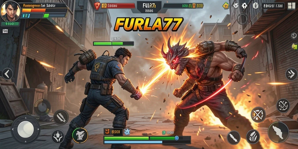 Screenshot FURLA77 menampilkan aksi pertarungan mendebarkan.