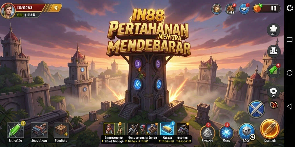 Tampilan gameplay epik Tower Defense di IN88 dengan pertarungan taktis.