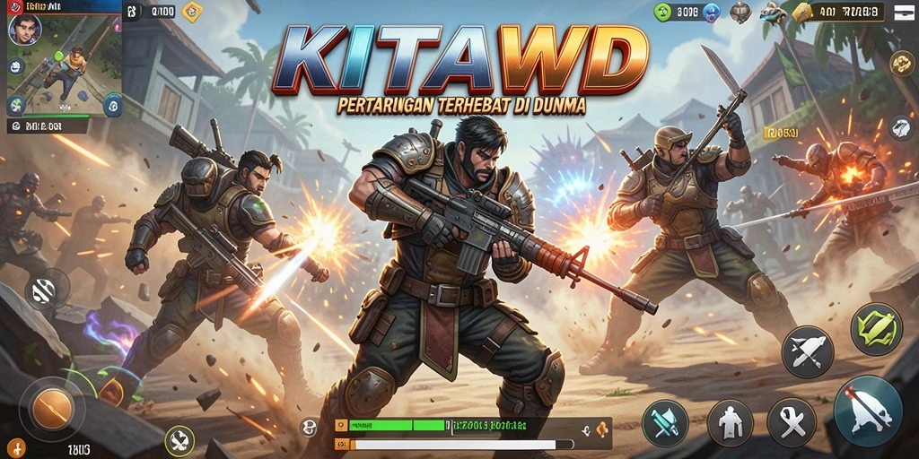 Tampilan gameplay KITAWD yang seru dan mendebarkan dalam dunia Battle Royale.