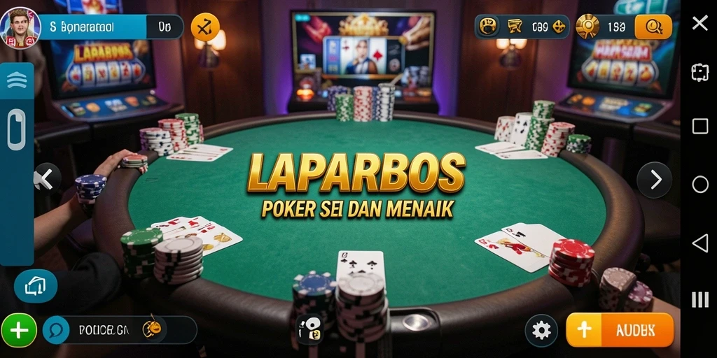 Tampilan layar utama LAPARBOS dengan gameplay Poker yang menegangkan.