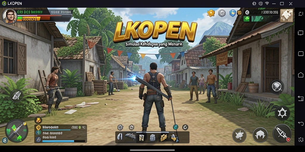 Screenshot gameplay LKOPEN menampilkan interaksi karakter dan lingkungan.