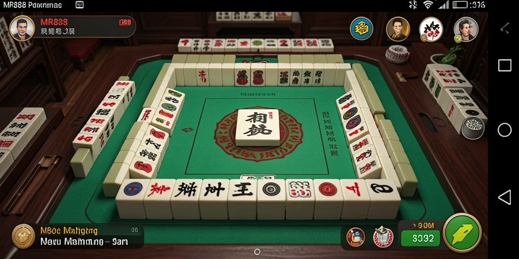 Tampilan gameplay seru dalam MR888 dengan ubin Mahjong yang menawan.