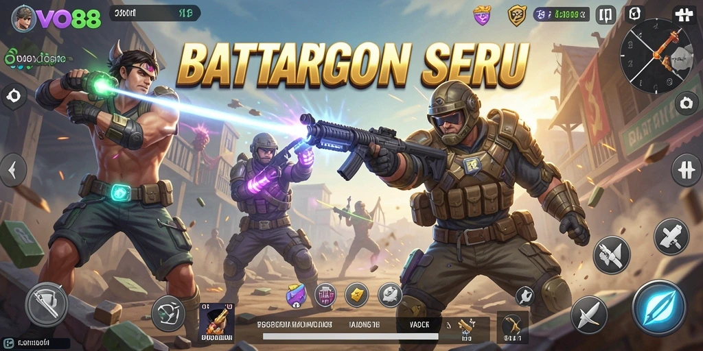 Tangkapan layar dari gameplay menegangkan OVO88 di medan Battle Royale.