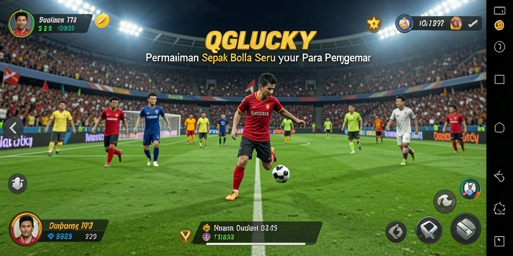 Tangkap layar <strong>QGLUCKY</strong> menunjukkan aksi seru gameplay sepak bola.