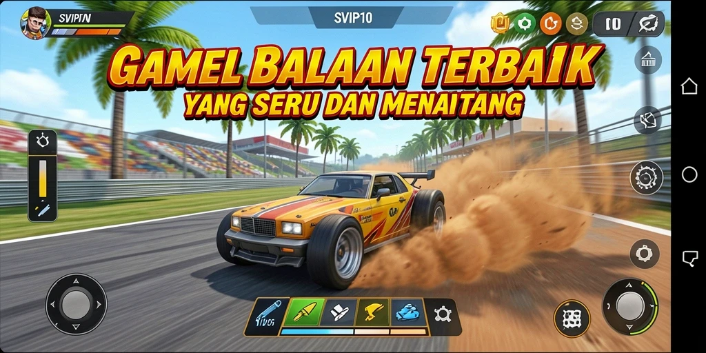 Gameplay SVIP10 yang mendebarkan dalam balapan cepat.