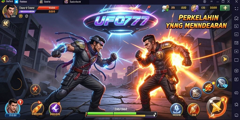 Tangkapan layar utama menampilkan aksi seru dalam permainan Fighting.