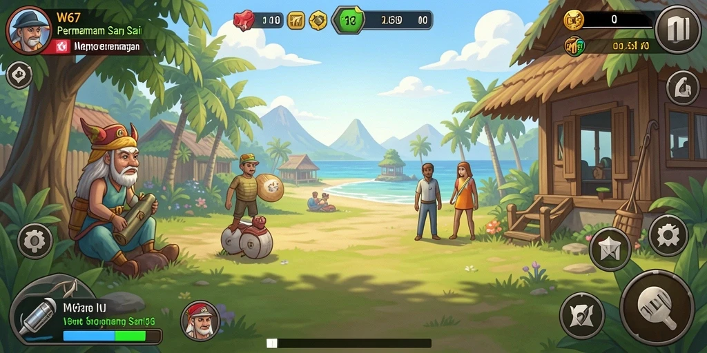 Tampilan gameplay W67 yang penuh warna dan menantang.