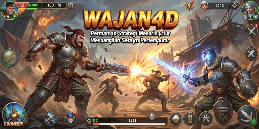Screenshot gameplay yang menunjukkan aksi pertempuran strategis di WAJAN4D.